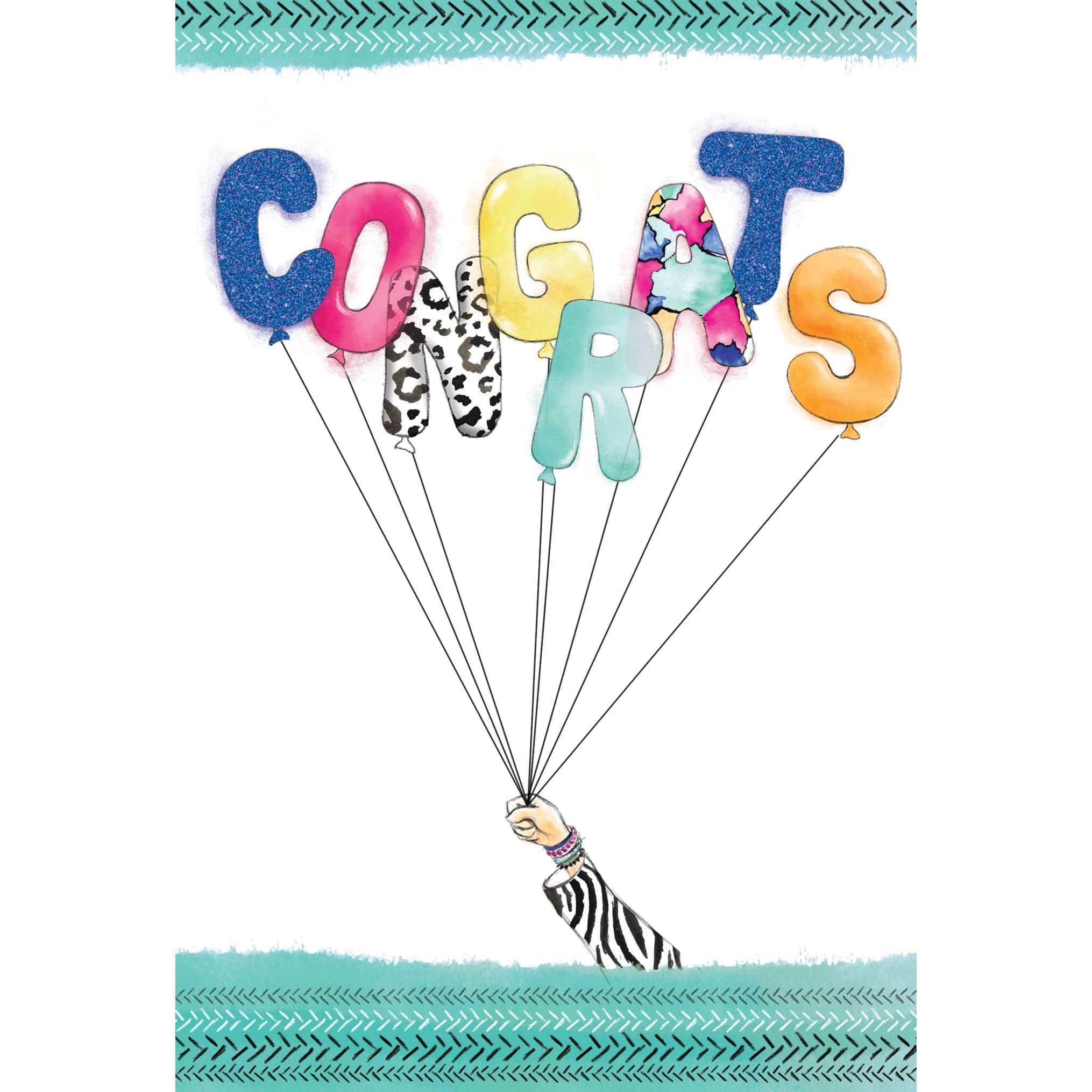 Pictura Congrats Balloons Congratulations Card featuring colorful balloon illustrations for celebrating achievements.